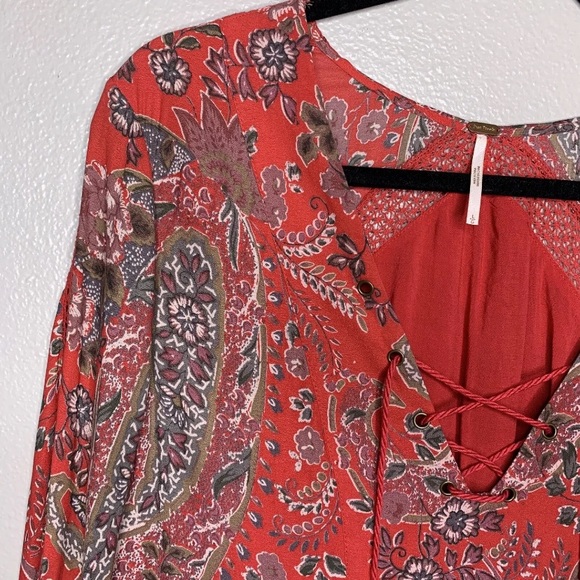 Free People Womens Large Rain or Shine Printed Dress Poppy Combo Floral Pockets - Picture 4 of 12
